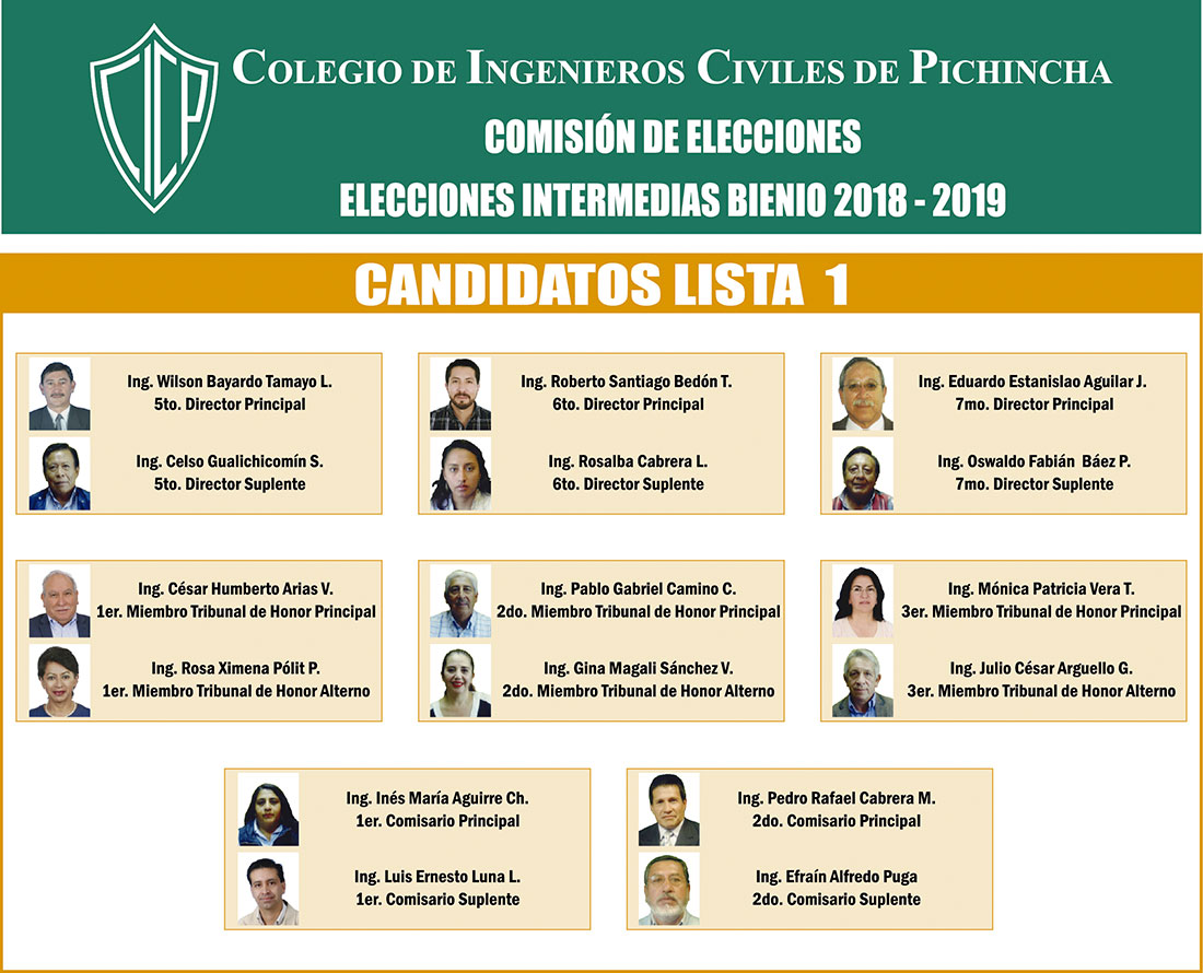 Candidatos Elecciones Intermedias Bienio 2018 - 2019