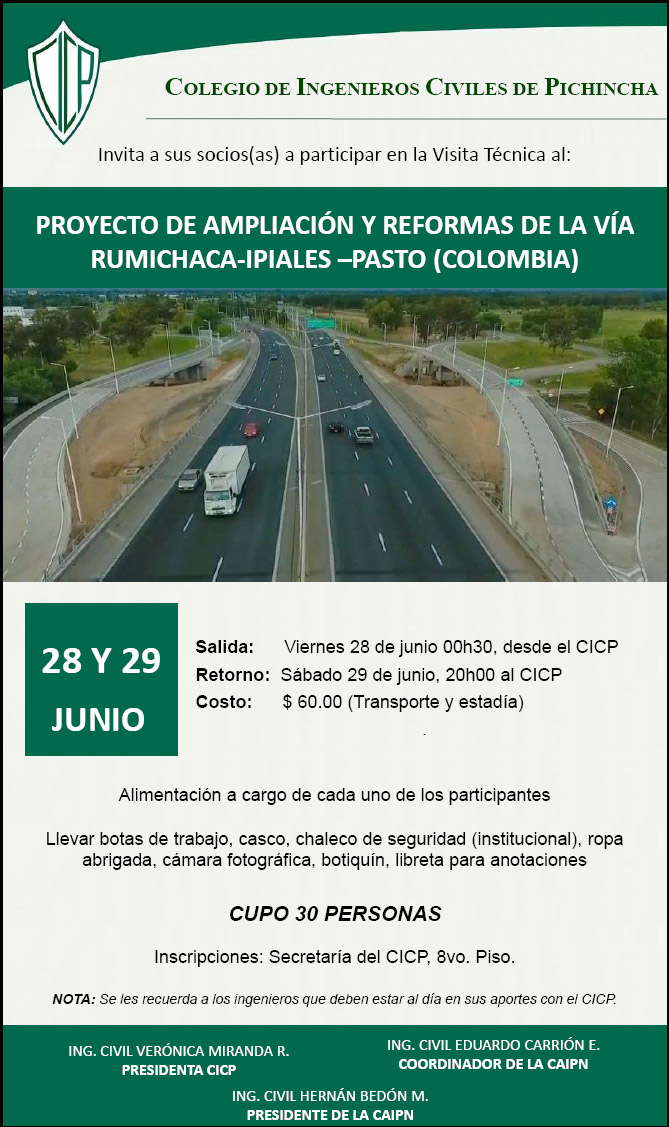 Visita Técnica: Proyecto de Ampliación y Reformas a la Vía Rumichaca-Ipiales-Pasto