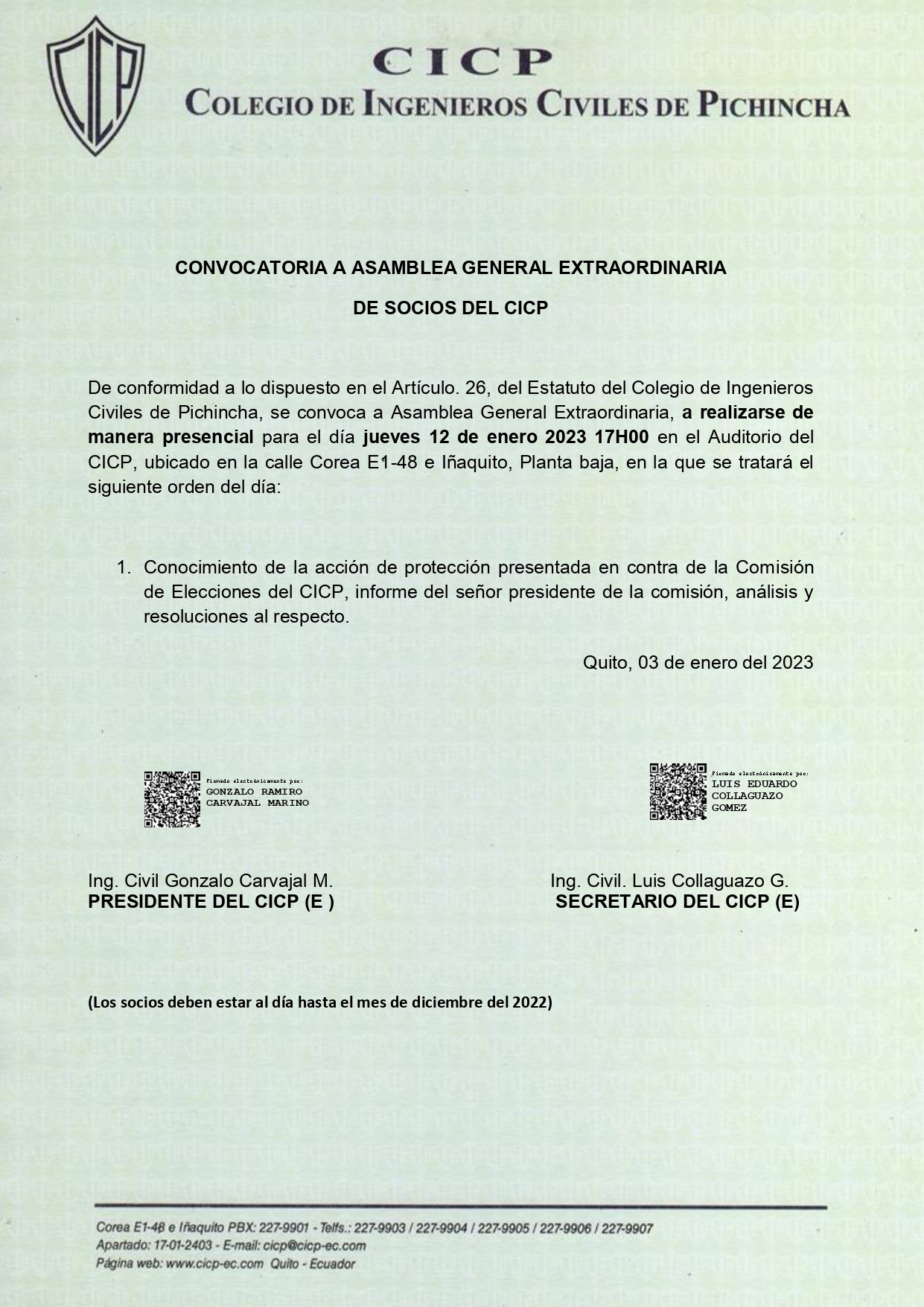 Convocatoria a Asamblea Extraordinaria jueves 12 de enero 2023 signed signed page 0001