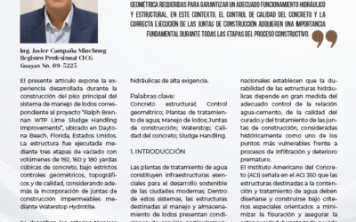 CONTROL GEOMÉTRICO Y CALIDAD DEL VACIADO DE CONCRETO EN ESTRUCTURAS PARA MANEJO DE LODOS EN PLANTAS DE TRATAMIENTO DE AGUA